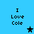 Pixelated text "I Love Cole" on cyan background with star symbols in four positions, showing animation changes between frames.