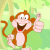 Animated contact sheet of a cartoon monkey giving thumbs-up in two frames with green foliage background.