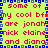 Pixelated text on a yellow background with blue border, repeating phrases about friends and names.