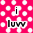 A split-screen icon with pink and black polka-dot backgrounds displaying text fragments 'i luvv dew icees!' and 'mountain YUMM!' in pixelated fonts.