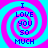 Four identical spiral patterns with alternating cyan and magenta rings, each containing the text "I LOVE YOU SO MUCH" in blue pixelated letters.