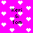 Pixelated icon with bright pink background, white heart shapes scattered throughout, and black text reading "Keri & Tom" in multiple positions.