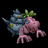 Pixelated Digimon character with blue shell and pink body holding green plant, next to "Anime IM" text on black background.