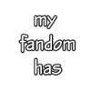 six with text and a woman's face, displaying phrases like 'my fandom has', 'sluts!', 'whores!', 'barbies!', 'and...', and an exclamation mark
