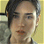 A 50x50 pixel animated buddy icon featuring a split composition with a person on the left and green text on a dark background on the right, displayed as two sampled frames in a contact sheet layout.