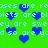 Green background with repeating light blue text and scattered dark blue hearts, animated to shift positions.