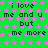 Green background with pink star pattern and repeated text 'i love me and u but me more' in dark blue pixelated font.
