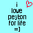 Light blue background with black text reading "i love peyton for life =]" and a red pixelated heart symbol above the text on the left side.