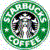Green circular logo with white text reading 'STARBUCKS COFFEE' around a central mermaid figure, pixelated and low-resolution.