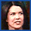 Four pixelated facial expressions of a person with long dark hair against a blue background, arranged in a