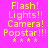 six identical pixelated icons with bright pink backgrounds, each displaying yellow text and orange accents