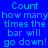 Blue background with repeated text "Count how many times the bar will go down!" in light blue, some words highlighted in cyan.
