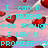 Pixelated image with cyan text over pink and purple gradient background featuring red heart shapes.