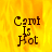 Pixelated text 'Cami Is Hot' on a yellow-orange flame-like background with a gray rectangle in the bottom right corner.