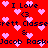 Red background with pink pixelated hearts and repeated text 'I Love <3', 'Brett Classerett Classerett Classerett Classerett', '& Jacob RaskJacob RaskJacob RaskJacob Rask' in dark blue.