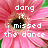 A four- of pink daisy flowers with pixelated text overlays, each displaying different phrases about missing a dance