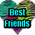Animated icon with heart-shaped background and text changing from 'Best Friends' to 'BFFLS', featuring hands drawing in sand below.