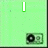 Green background with a small speaker icon and text elements changing across four