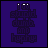 Animated sequence of a dark blue icon with repeated text, showing purple and white pixel changes across frames.