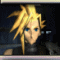 Animated sequence of a character with spiky blonde hair and blue eyes, wearing dark armor against a dark background.