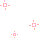 A series of pixelated pink and white square icons with varying cross-shaped extensions on a white background.
