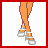 A 4x4 contact sheet of a pixel art animated icon featuring a blonde female character in red and white cheerleading attire with multiple expressions, poses, and text frames.
