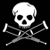 Black-and-white pixelated icon featuring a skull with crossed crutches, multiple text variations including "jackass," "the movie," and "jackass the movie.com," arranged in a contact sheet layout of four frames.