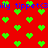 Red background with green pixelated hearts and blue text repeating 'tippet3' across the image.