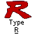 A pixelated red 'R' symbol above black text reading 'Type R' on a light gray background.