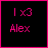 Pixelated pink text and symbols on black background with two border variations, one bright magenta frame and one thin white frame.