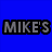 Four colored quadrants display text: blue with 'MIKE'S', red with 'MY', purple with 'HOMEDIZZLE', white empty. Pixelated font, black outlines on text.