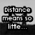 Black-and-white pixelated image with text blocks and a heart-shaped pose, conveying emotional contrast between distance and love.
