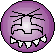 Two pixelated circular icons side-by-side, each with a cracked face showing sharp teeth and furrowed brows.