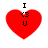 Red heart-shaped icon with black text "I <3 U" above it, displayed in four identical static frames.
