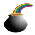 Animated icon features a black pot with rainbow arching over it, displaying text variations like 'Happy' and 'Saint Patrick's Day' in green pixelated font