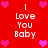 Red background with white text "I Love You Baby" repeated four times, surrounded by pink heart icons in a pattern
