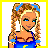 Pixel art contact sheet showing a blonde character in blue starry outfit across multiple frames with text "DumbBlonde" at bottom.