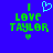 Blue background with green text reading "I LOVE TAYLOR" and pixelated heart symbols above and below the text.