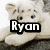 A four- shows a light-colored, pixelated animal with changing text overlays: 'Ryan', 'Milton~', 'iissssssssss', and '_!!!=]'
