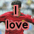 A person in a red sports jersey with hands on hips appears across four , text overlays change from 'I love' to 'HIM'