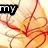 Animated icon with orange and white heart pattern background, displaying sequential text: 'my', 'heart', 'beats', 'for', 'you'.