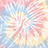 Pixelated tie-dye pattern with radiating colors on left, pink background with 'peace', 'love', and 'happiness' text on right.