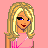Animated contact sheet of a pixel-art character with blonde hair and pink top showing multiple frames including full-body, partial views, and text overlays on dark blue backgrounds.