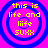 Four identical circular icons with blue concentric rings on a bright pink background, each containing yellow text reading 'this is life and life SUXX' in pixelated font.