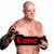 A shirtless man with a muscular build and black wristbands stands against a white background, with red text appearing sequentially across his chest.