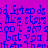 Blue text on a purple background repeats phrases like 'good friends', 'like stars', and 'don't am' in a pixelated pattern.