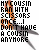Pixelated text reads 'MY COUSIN RAN WITH SCISSORS ONCE...I DON'T HAVE A COUSIN ANYMORE' over a blurred orange-and-gray figure holding scissors.