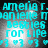 Cyan text on dark background with bright white light effects, displaying repeated names and phrases in pixelated font.
