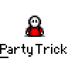 Animated contact sheet of a pixel art character in red clothing performing various party tricks against a gray background.