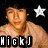 Pixelated image of a person with short dark hair wearing a light brown shirt, two white stars above the head, and text reading 'HickJ' with a heart symbol on the right.